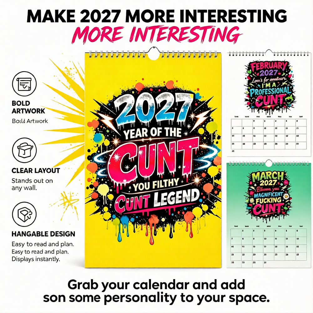 💥Early Bird Sale — 50% OFF🎁2027 Year of the Cunt Wall Calendar – Bold Graffiti Humor Calendar📆🌟