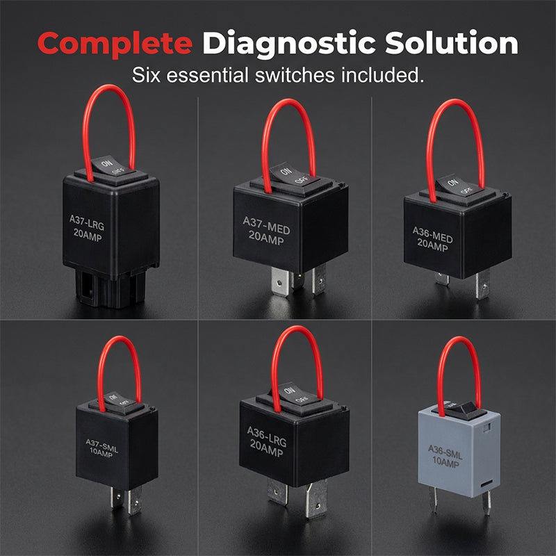 🔧 Automotive Relay Tester & Bypass Jumper Kit – 20A 12V Circuit Test Switch for Fuel Pumps, Fans & Motors
