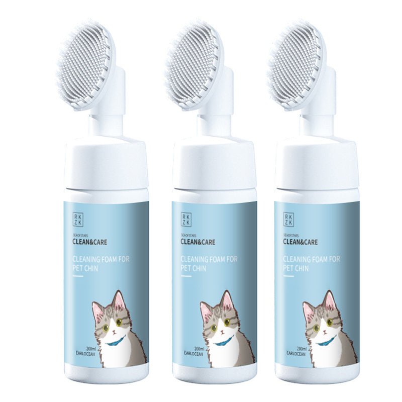 ⏳ Limited-Time Flash Sale! ✨No-Rinse Pet Chin Cleaning Foam with Silicone Brush