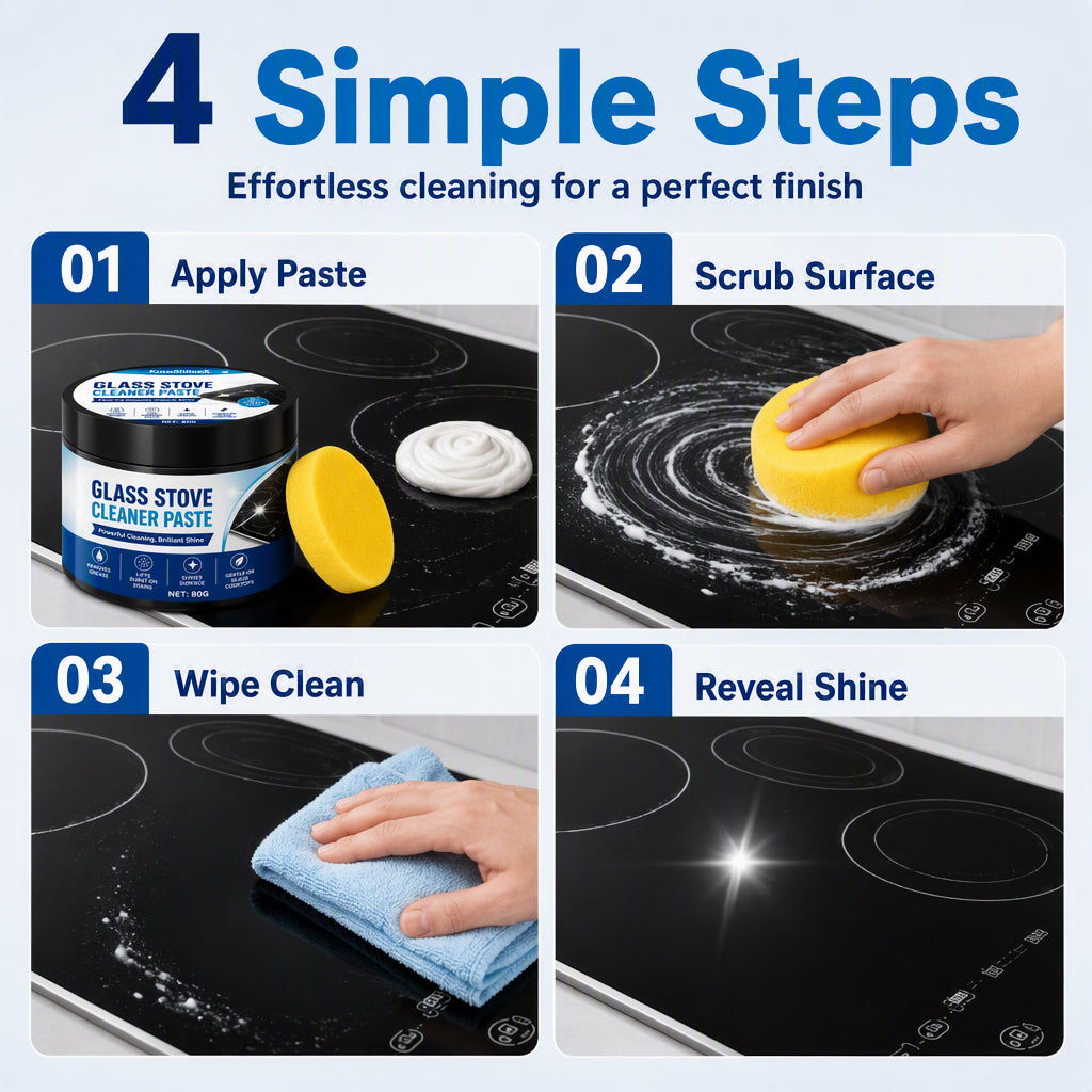 Glass Stove Cleaner Paste 80g with Sponge Burnt Stain Remover
