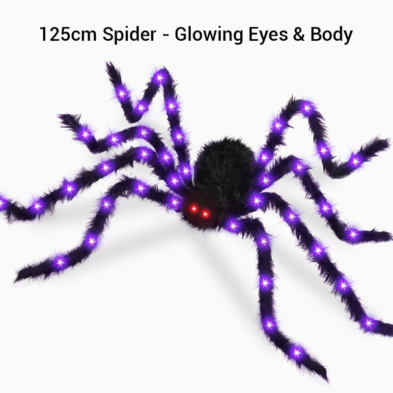 Hairy Spider with Large Web Halloween Outdoor Decoration