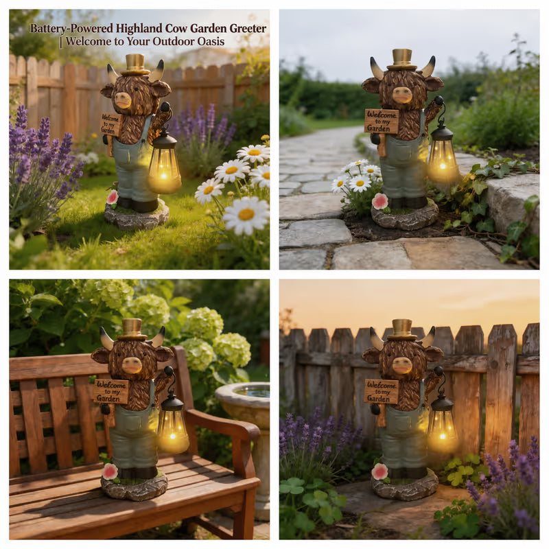 Solar Powered Highland Cow Night Light