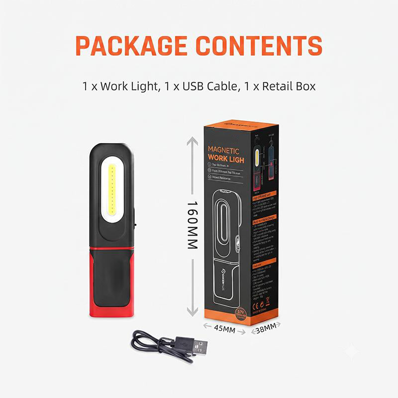 🔦 350LM Magnetic Work Light – 360° Rotating Rechargeable LED