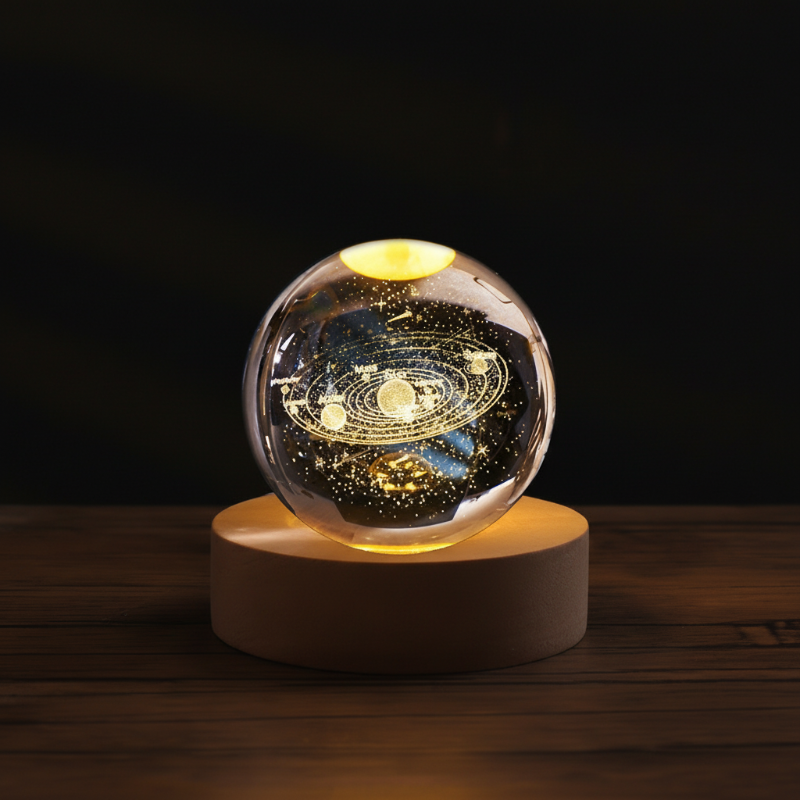 Engraved Crystal Glass Ball Night Light