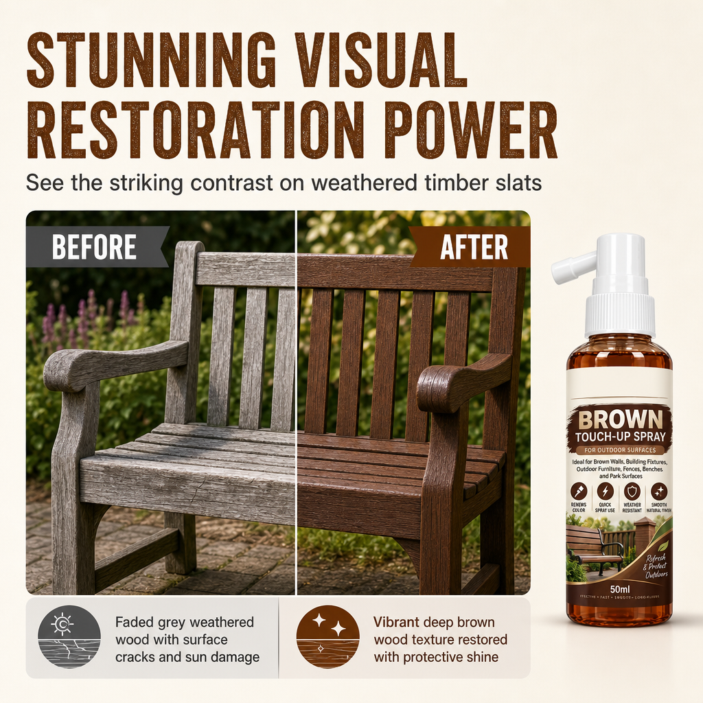 🪵✨ Brown Wood Touch-Up Spray – Refresh Faded Outdoor Furniture