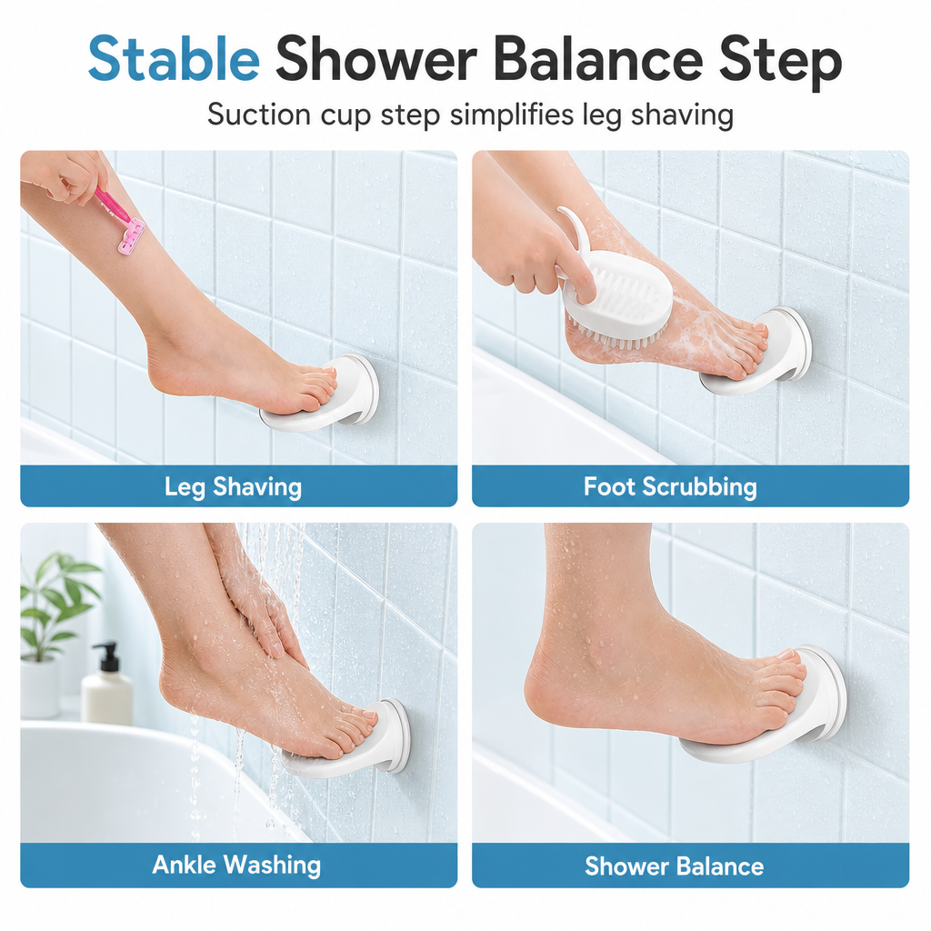 Bathroom Suction Cup Shower Footrest Step