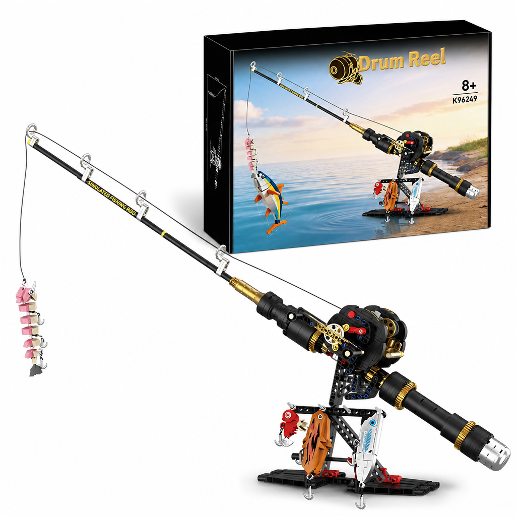 Creative Fishing Rod and Reel Set Simulated Sea Fishing Model Toy for Display