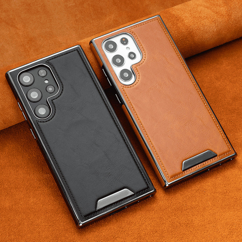 Magnetic Anti-Fall Luxury Faux Leather Phone Case for Samsung