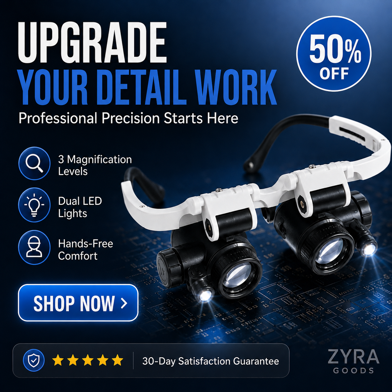 LED Glasses Magnifier ( 8x 15x 23x )