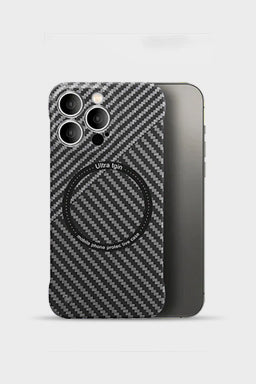 Carbon Fiber Texture Magnetic Wireless Charging Phone Case For iPhone