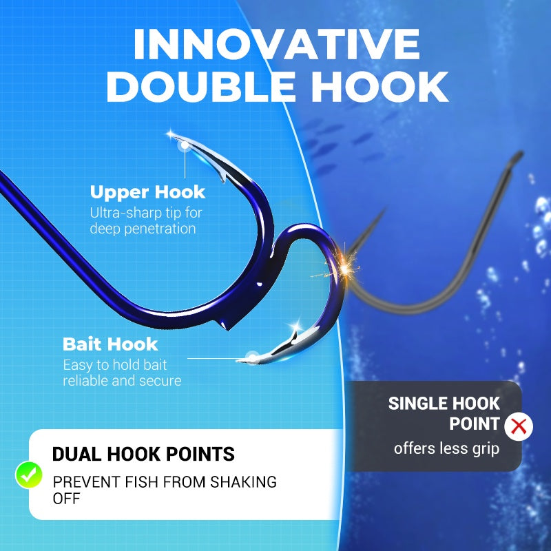 Catch More Fish Instantly! Ultra-Sharp Double Fishing Hooks