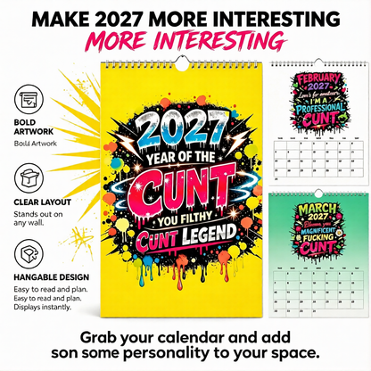 💥Early Bird Sale — 50% OFF🎁2027 Year of the Cunt Wall Calendar – Bold Graffiti Humor Calendar📆🌟