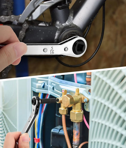 4-in-1 HVAC Ratchet Service Wrench Set with S2 Hex Bit Adapters