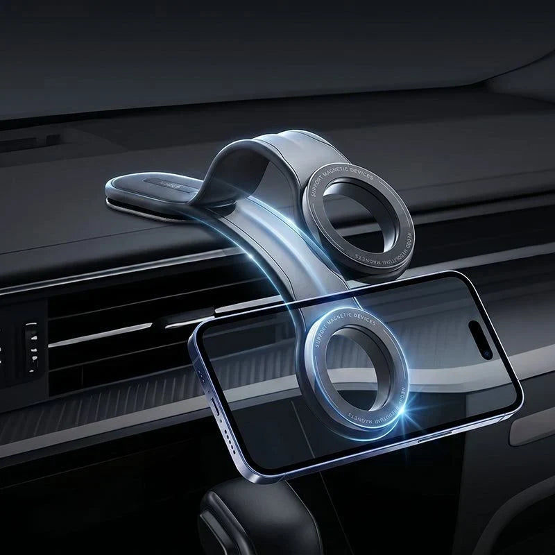 🧲📱 Bendable Magnetic Car Phone Holder – 360° Flexible Aluminum Arm Mount for Dashboard & Navigation