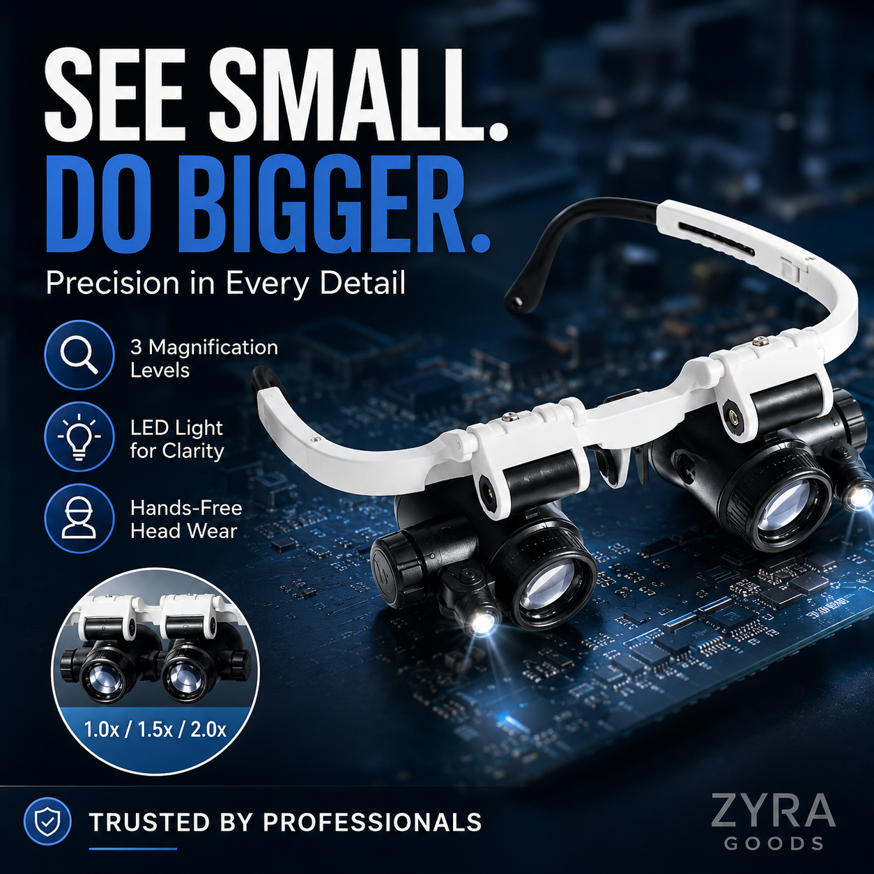 LED Glasses Magnifier ( 8x 15x 23x )