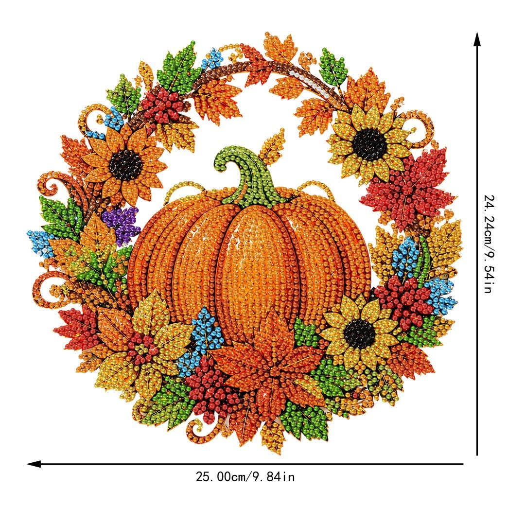 🍂 Fall Pumpkin Diamond Painting Wreath Hanging Ornament Complete DIY Kit