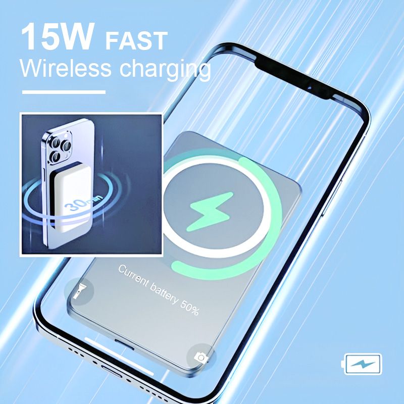 📢📢50%  OFF !! ⏰15W Fast Charge Portable Wireless Magnetic Power Bank
