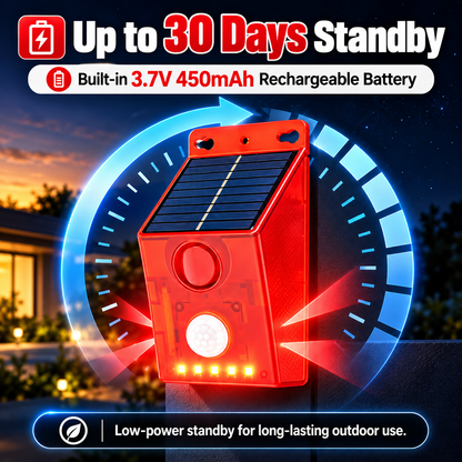 🎃Halloween Deal 50% OFF!🏡Solar PIR Motion Sensor Alarm – 110dB Siren, Flashing LEDs & 4 Modes