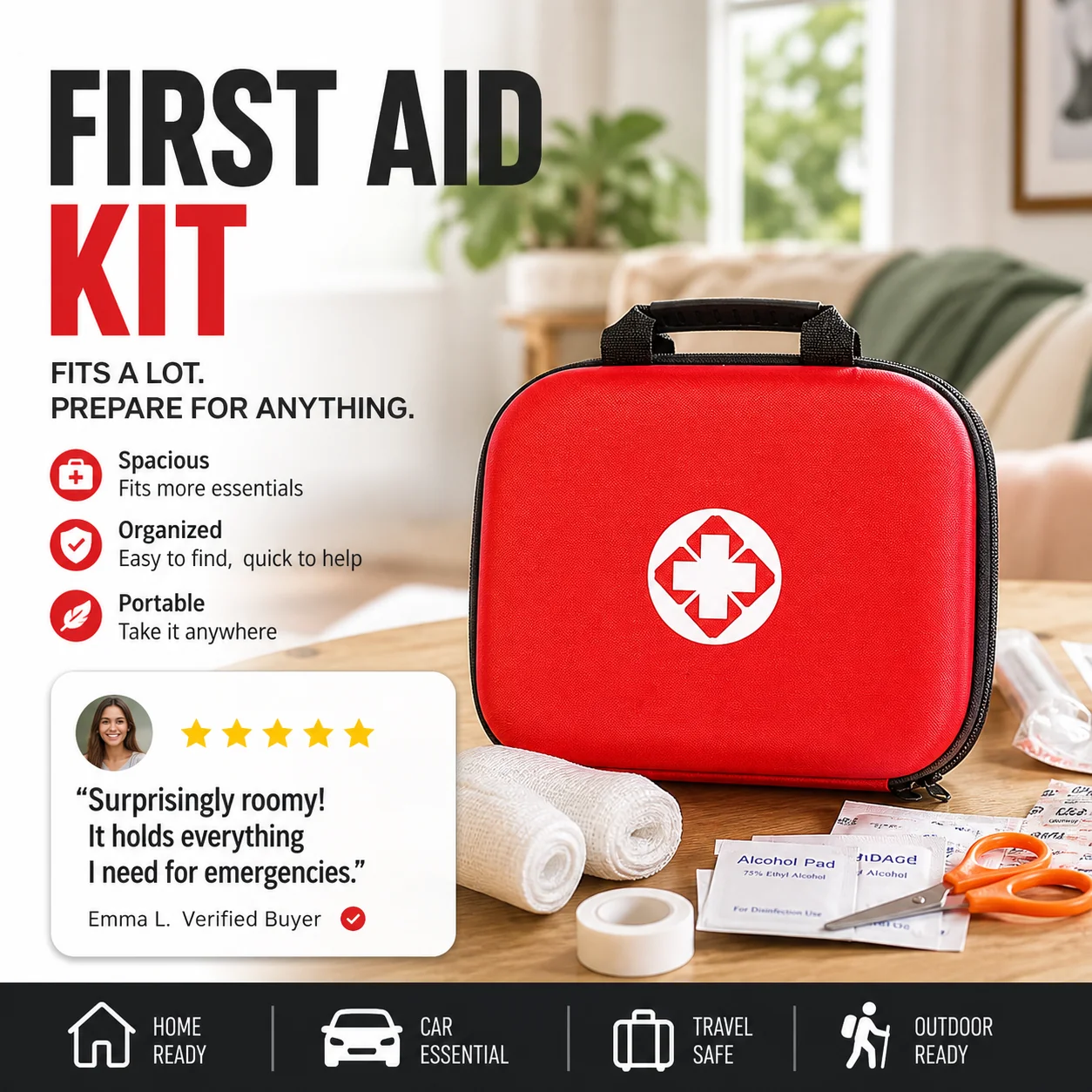 🔥Hot Sale 49% OFF🔥 26-Piece Portable First Aid Kit – for Home, Car, Travel & Camping, Compact 🏥