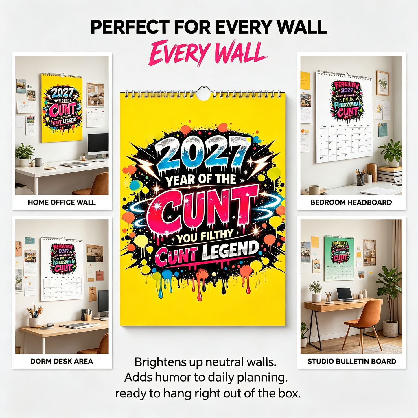 💥Early Bird Sale — 50% OFF🎁2027 Year of the Cunt Wall Calendar – Bold Graffiti Humor Calendar📆🌟