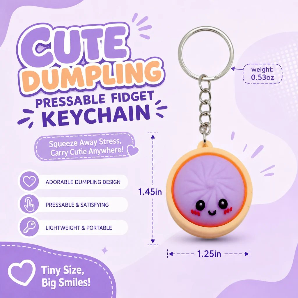 🔥 LAST DAY 50% OFF🔥  Cute Dumpling Pressable Fidget Keychain - touch sensing light