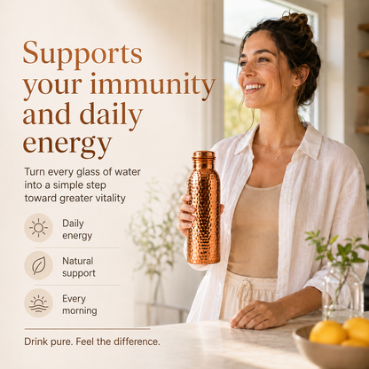 Premium Drinking Bottle Made of 100% Solid Copper – Plastic-Free and Inspired by Ayurveda