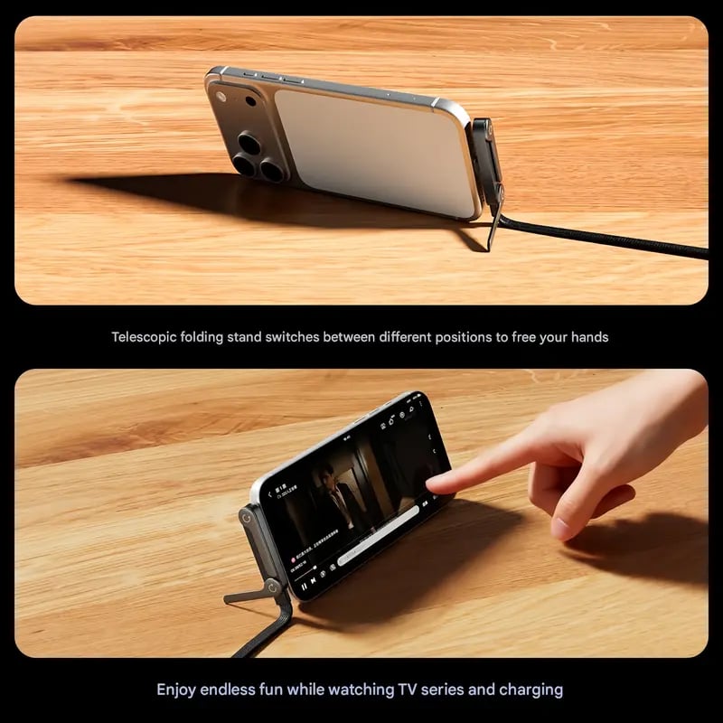 ⚡Invisible Holder Charger Cable with Stand – Hidden Bracket Design, Fast Charging Support, Tangle-Free & Durable 📱