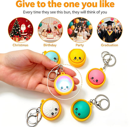 🔥 LAST DAY 50% OFF🔥  Cute Dumpling Pressable Fidget Keychain - touch sensing light