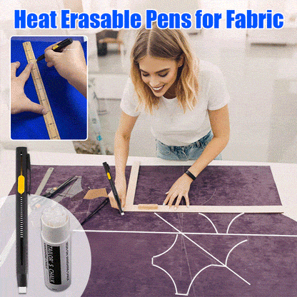 ✂️🔥 Heat-Erasable Fabric Marking Pens – Precision Sewing Set with 20 Refills
