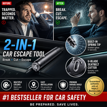 ❄️Summerfresh 50% OFF!🚗2-in-1 Car Emergency Escape Tool – Spring-Loaded Tempered-Glass Window Breaker & Seatbelt Cutter