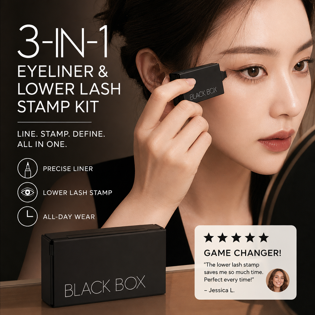 ✨ 50% OFF NOW! 👁️ 2026 New Arrival 3-in-1 Eyeliner & Lower Lash Stamp Kit – Precision tip, stamp applicator & smudge-proof – All-in-one for effortless eye makeup 🎨