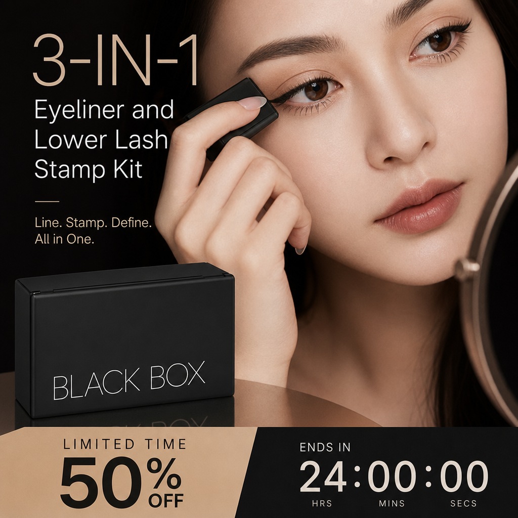 ✨ 50% OFF NOW! 👁️ 2026 New Arrival 3-in-1 Eyeliner & Lower Lash Stamp Kit – Precision tip, stamp applicator & smudge-proof – All-in-one for effortless eye makeup 🎨