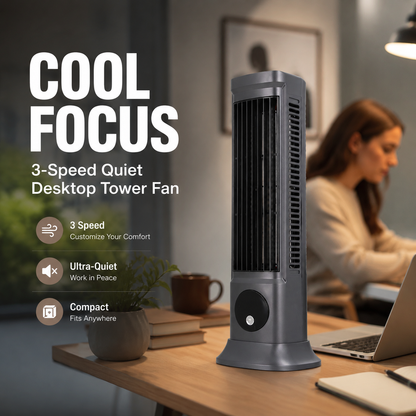 3-Speed Quiet Desktop Tower Fan