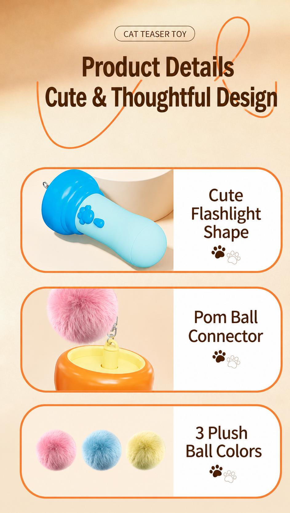Electric Cat Wand Toy for Indoor Cats, 2026 New Interactive Automatic Retractable Cat Teaser with Plush Ball, Fuzzy Ball Launchers Enrichment Toy for Kittens Adult Multi Pet Households