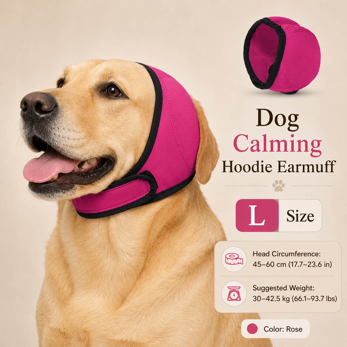 🐶No-Stress Waterproof Dog Ear Muff | Instantly Calm Anxious Dogs, Noise Cancelling Ear Cover for Fireworks & Thunder