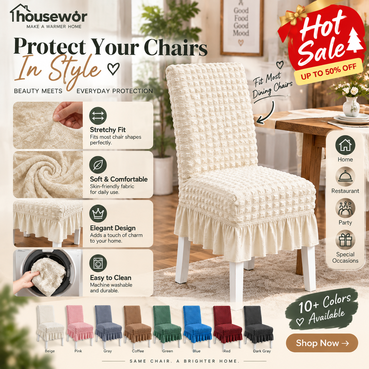 🔥 HOT SALE | Modern Chair Covers – Upgrade Your Dining Room Without Buying New Chairs