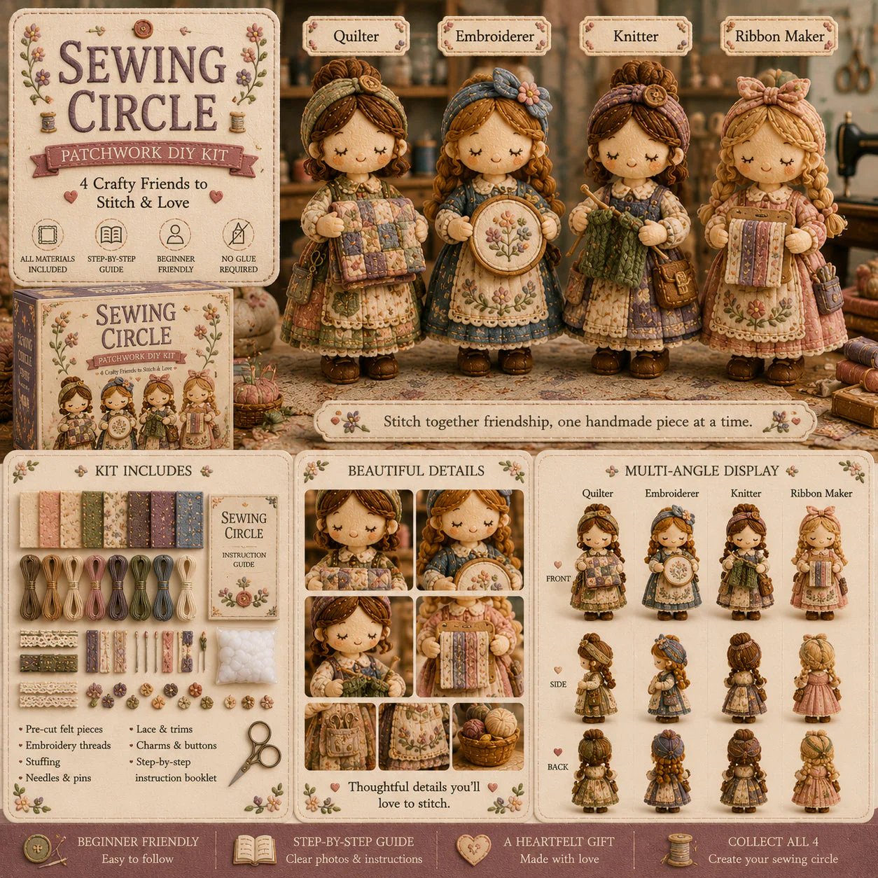 🎁Last Day:50% OFF🧵 Tiny Worlds Collection – Patchwork DIY Kit Series