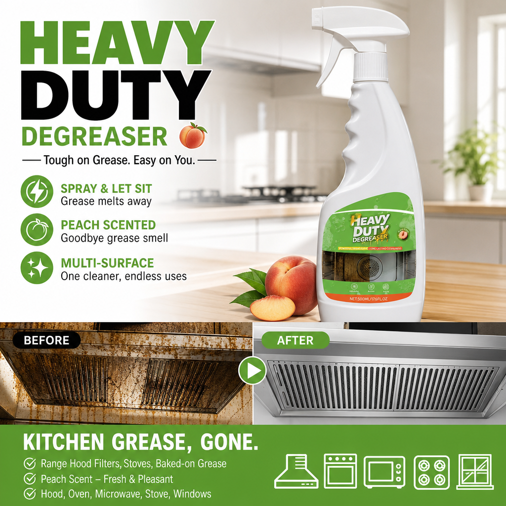 🏆 Heavy-Duty Kitchen Degreaser Spray – Fast Grease Remover 🍑