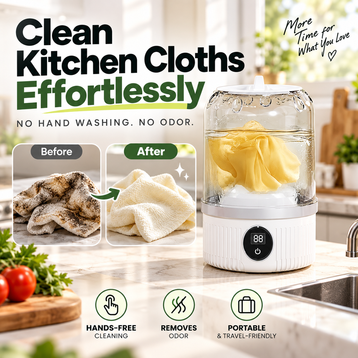 👕 LIMITED-TIME 50% OFF ✨ Mini Portable Washing Machine — 3000mAh, 15 Washes, Type-C Rechargeable