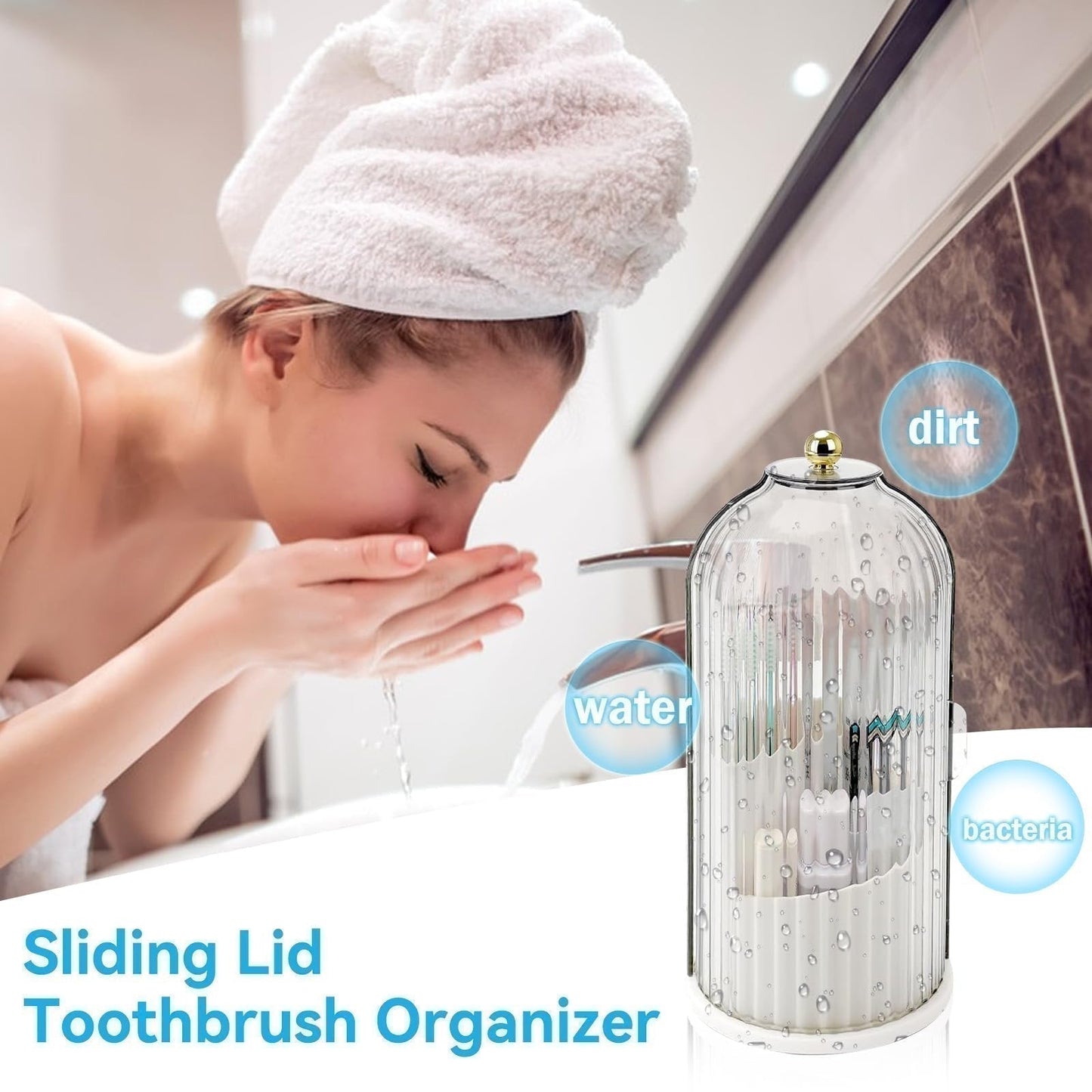 🌸 Sliding Lid Toothbrush Organiser – Wall-Mounted, Dustproof & Perfect for Compact British Bathrooms & En-Suites 🏠✨