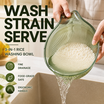 📢📢50% OFF & In Stock⏰ Wash Rice Without Losing a Grain – Fine Mesh Colander Bowl with Handle. UK Stock ✨