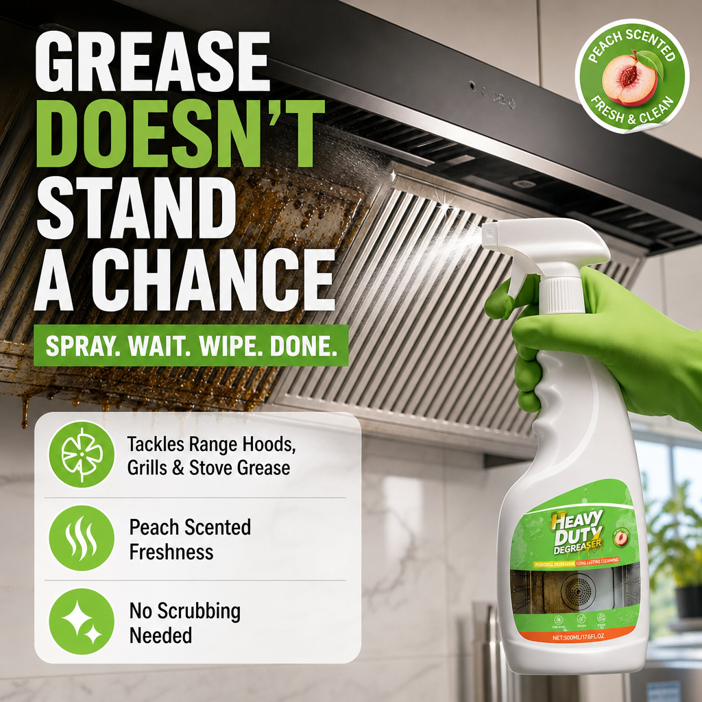 🏆 Heavy-Duty Kitchen Degreaser Spray – Fast Grease Remover 🍑