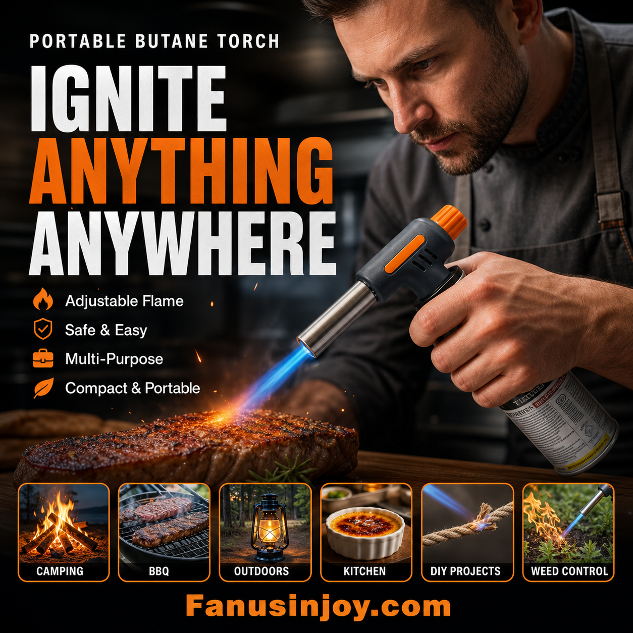 ⏳️Limited Time 50% Off! 🔥Compact & Powerful for Versatile Use | Portable Multi-Function Butane Torch