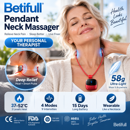 🥳2026 HOT SALE🥳💞50K+ SOLD! 🧘‍♀️💆 50% OFF! Pendant Neck Massager – wearable design, 3 heat levels & 9 intensities melt away stiffness. No more painkillers – gentle electrical pulses relax deep neck muscles naturally! 🔥💚