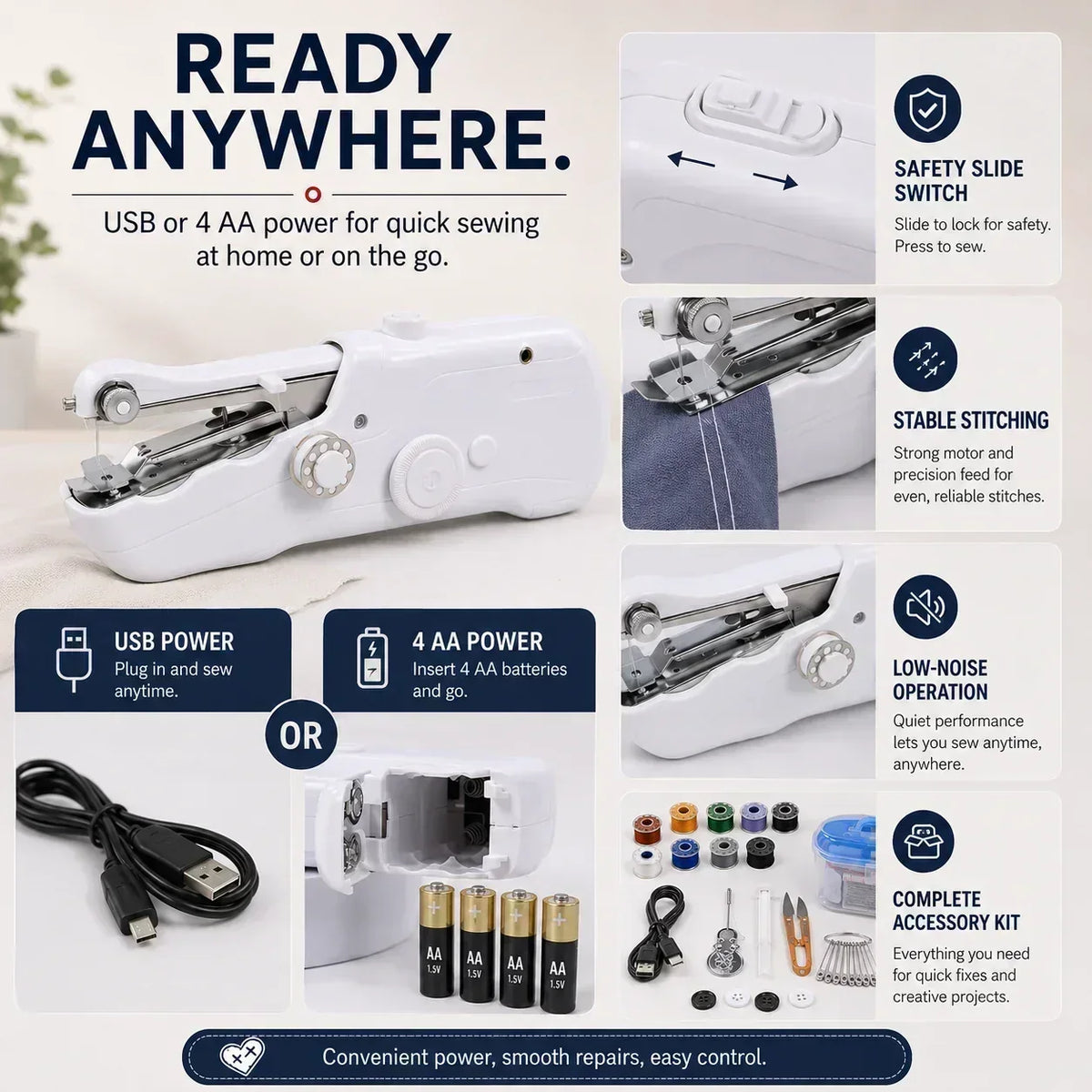 🧵 Mini Electric Sewing Machine – Lightweight, Portable & Easy to Use! ✨