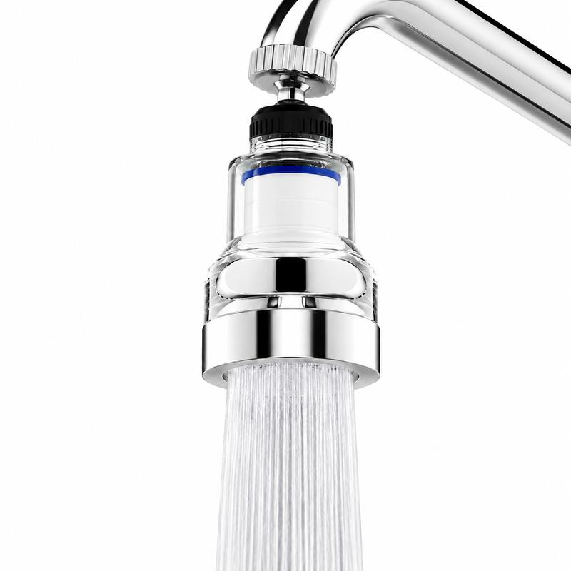 360° Rotating Faucet Aerator Filter 6-Layer Filtration 3 Water Modes Splash-Free for Kitchen Sink Fruit Vegetable Cleaning