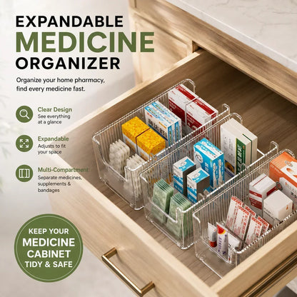 🎁Transparent Expandable Medicine Organizer — expandable, perfect for a tidy medicine cabinet 💊🗄️