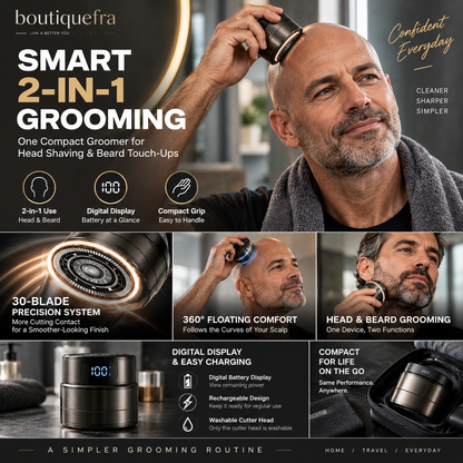 ⚡ LIMITED-TIME 50% OFF! 🪒 2-in-1 Smart Head Shaver & Beard Trimmer – Easy Grooming, Rinsable Head & Digital Display 🔥