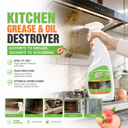 🏆 Heavy-Duty Kitchen Degreaser Spray – Fast Grease Remover 🍑