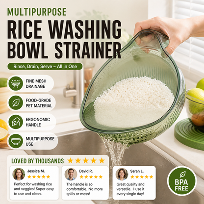 📢📢50% OFF & In Stock⏰ Wash Rice Without Losing a Grain – Fine Mesh Colander Bowl with Handle. UK Stock ✨